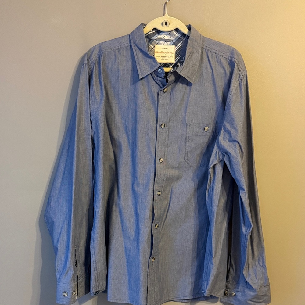 Weatherproof Vintage LS Button-down shirt. Blue. Size XXL
